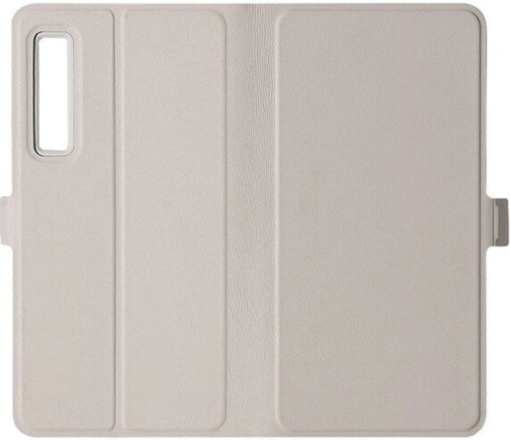 A white flip cover for an e-reader, shown open and flat.