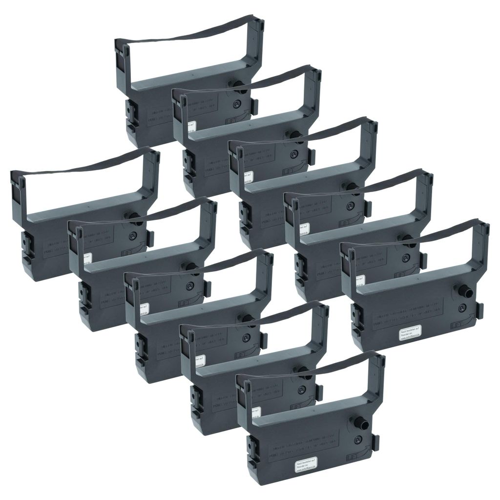 vhbw 10x Farbband Schriftband kompatibel mit Citizen IDP 3550, IDP 3545, IDP 3546, IDP 3535, IDP 3541, IDP 3540 Nadeldrucker, Bondrucker - Schwarz