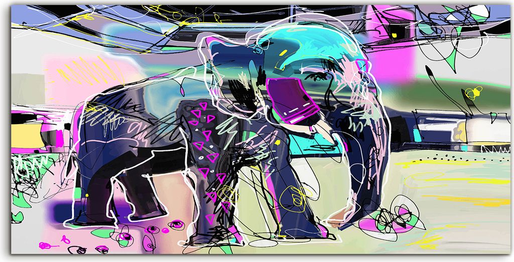 Coloray Canvas 100x50 Wandbild Leinwand Bilder Kunst Gemälde des indischen Elefanten