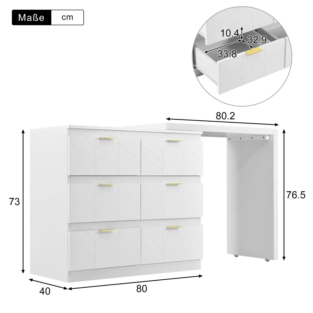 Table de maquillage multifonction blanche avec motif floral chic 60cm - 5