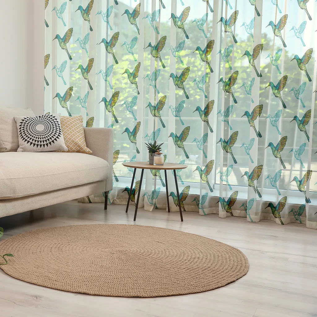 Tapisserie murale motif colibri coloré grand tissu déco 220x274
