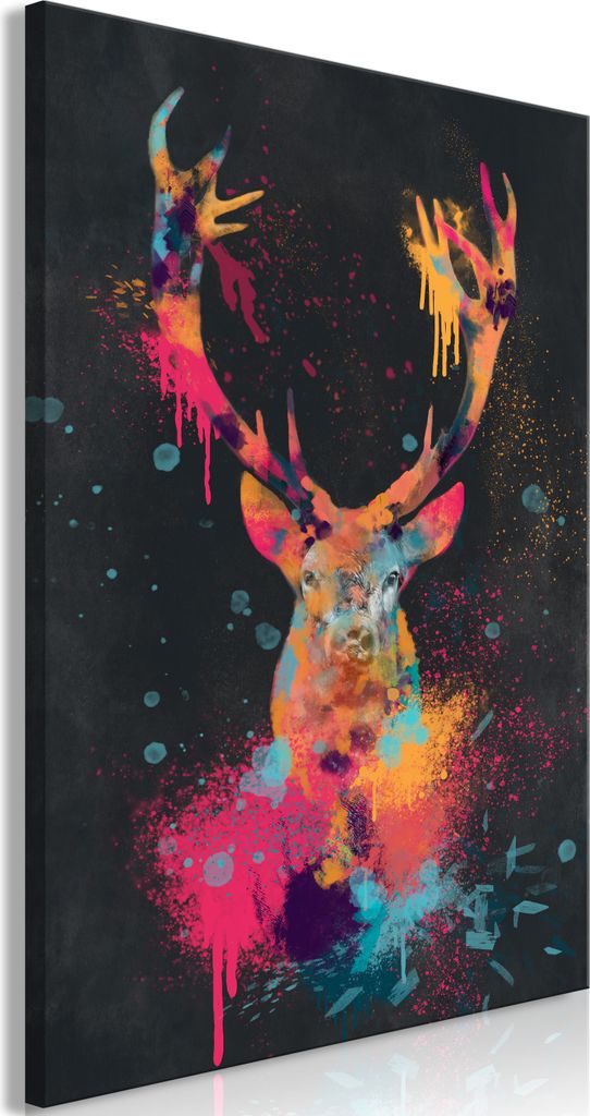 Italienischer Leinwand Leinwandbild - Spectacular Deer (1 Part) Vertical 80x120 cm Tiere g-A-0314-b-a