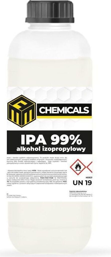 MRM CHEMICALS Isopropanol 99 Reiniger Entfetter 1L 1 Liter, Elektronikreiniger Handy PC Auto