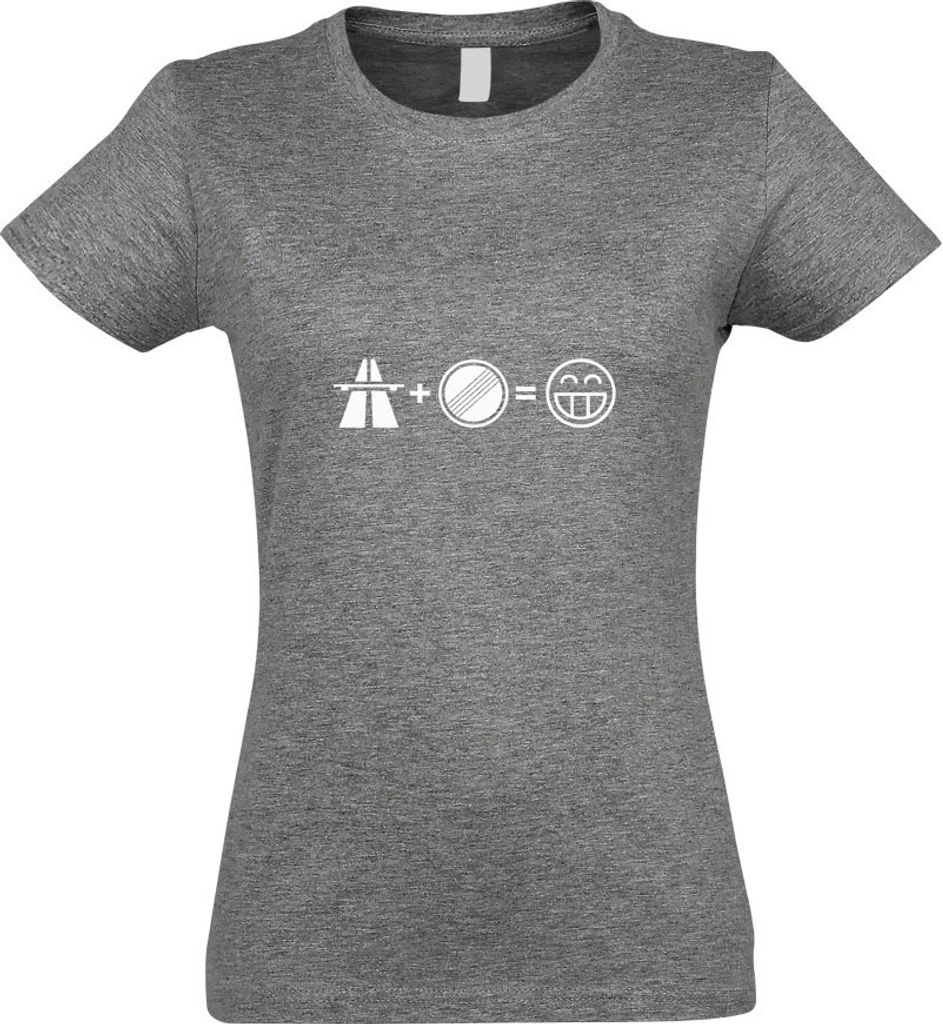 Kiwistar - T-Shirt tailliert - Damen - Graumeliert - Autobahn Freak - mit Motiv Bedruckt - Funshirt Design - Sport - Freizeit - Damen - XXL