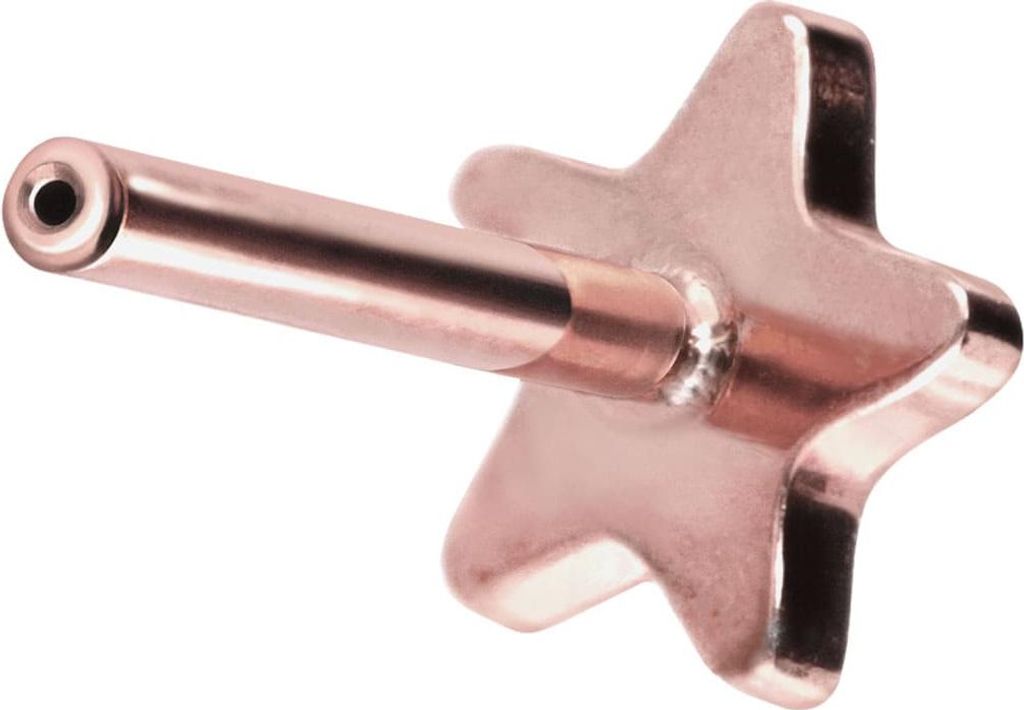 Ohrpiercing, Nasenpiercing Titan Labret mit Push Fit ohne Kugel STERN RoséGold Stablänge: 10mm | Stabstärke: 1mm
