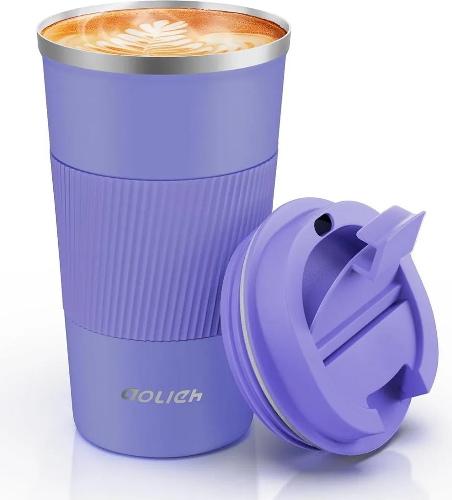 Mug Termica Aolieh Viola 510ml - Thermos Ermetico Acciaio Inox