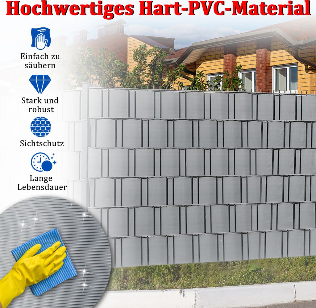 M-tec Design Sichtschutzstreifen PVC – Motiv Hamburg, 19 Cm X 2,85 M, 3er Pack, Mit Klemmschienen