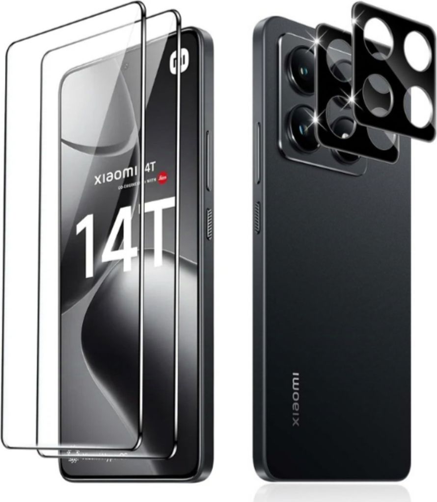 CLM-Tech 2er Set Schutzfolie kompatibel mit Xiaomi 14t - 1X Panzerfolie + 1X Kameraschutz Kameraglas Panzerglas Displayschutz 9H Glas Displayfolie ...
