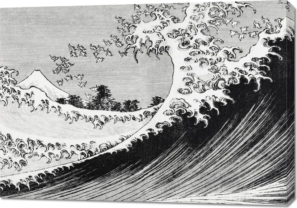 Tableau Hokusai 100x70 cm Cent Vues du Mont Fuji Décoration Salon Japon