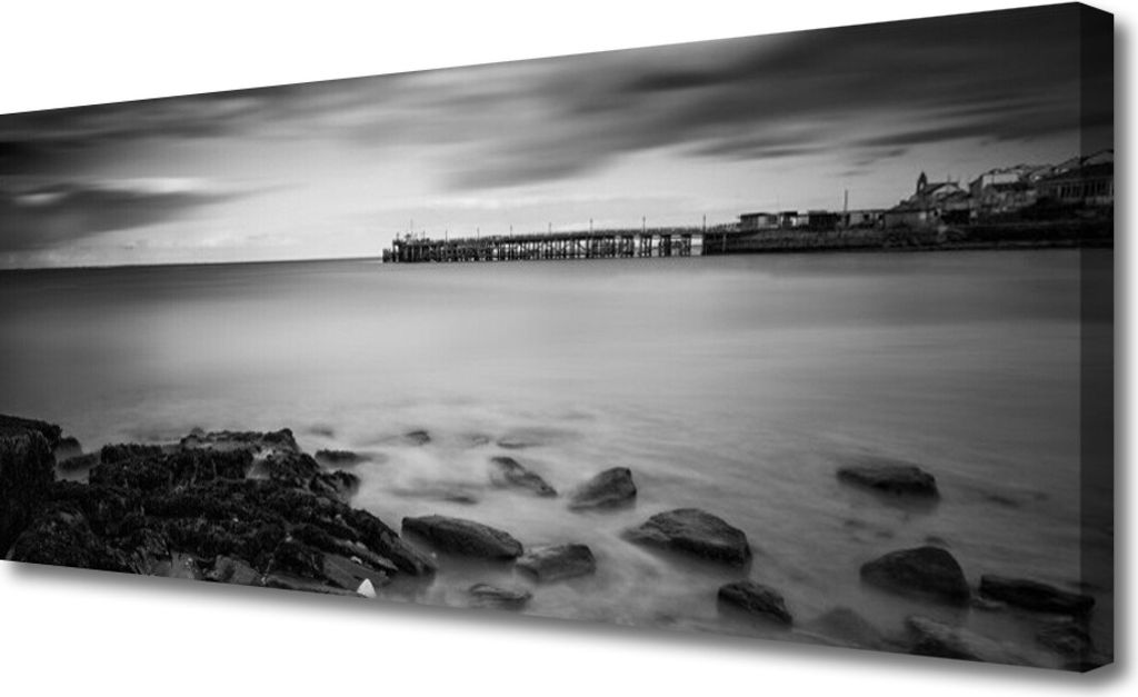 Tulup Leinwand-Bilder 125x50 Wandbild Canvas Kunstdruck Meer Steine Landschaft