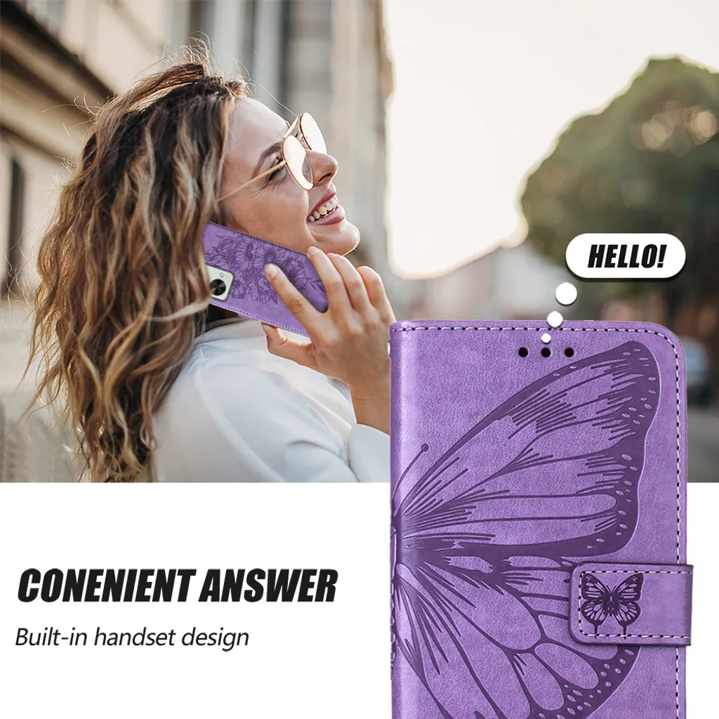 Xiaomi 12 Lite Custodia Flip Wallet - Protezione 360° Farfalla Viola - 7