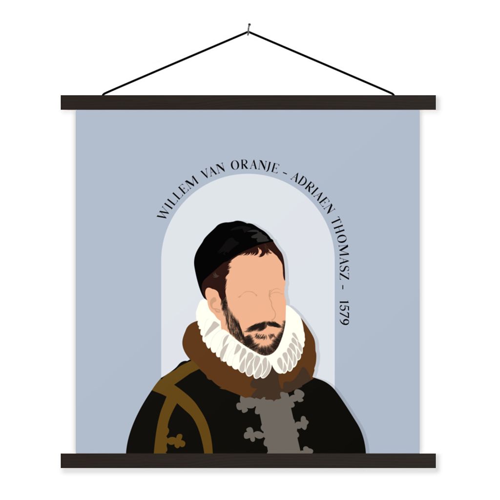 MuchoWow Textilposter Wilhelm von Oranien - Blau - Vintage - Alte Meister 90x90 cm mit schwarzem Rahmen - Magnetisches