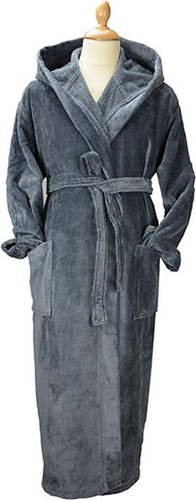 A&R 029.50 | DeLuxe Velour Bathrobe with hood - Bademantel - Farbe: Dark Grey - Größe: S/M