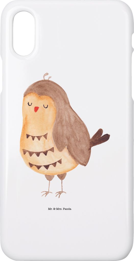 Mr. & Mrs. Panda Iphone 10 Handyhülle Eule Zufrieden - Weiß - Geschenk, Handycover, Liebe Spruch, Cover, Hülle, Waldtier, Müde, Owl, Handy