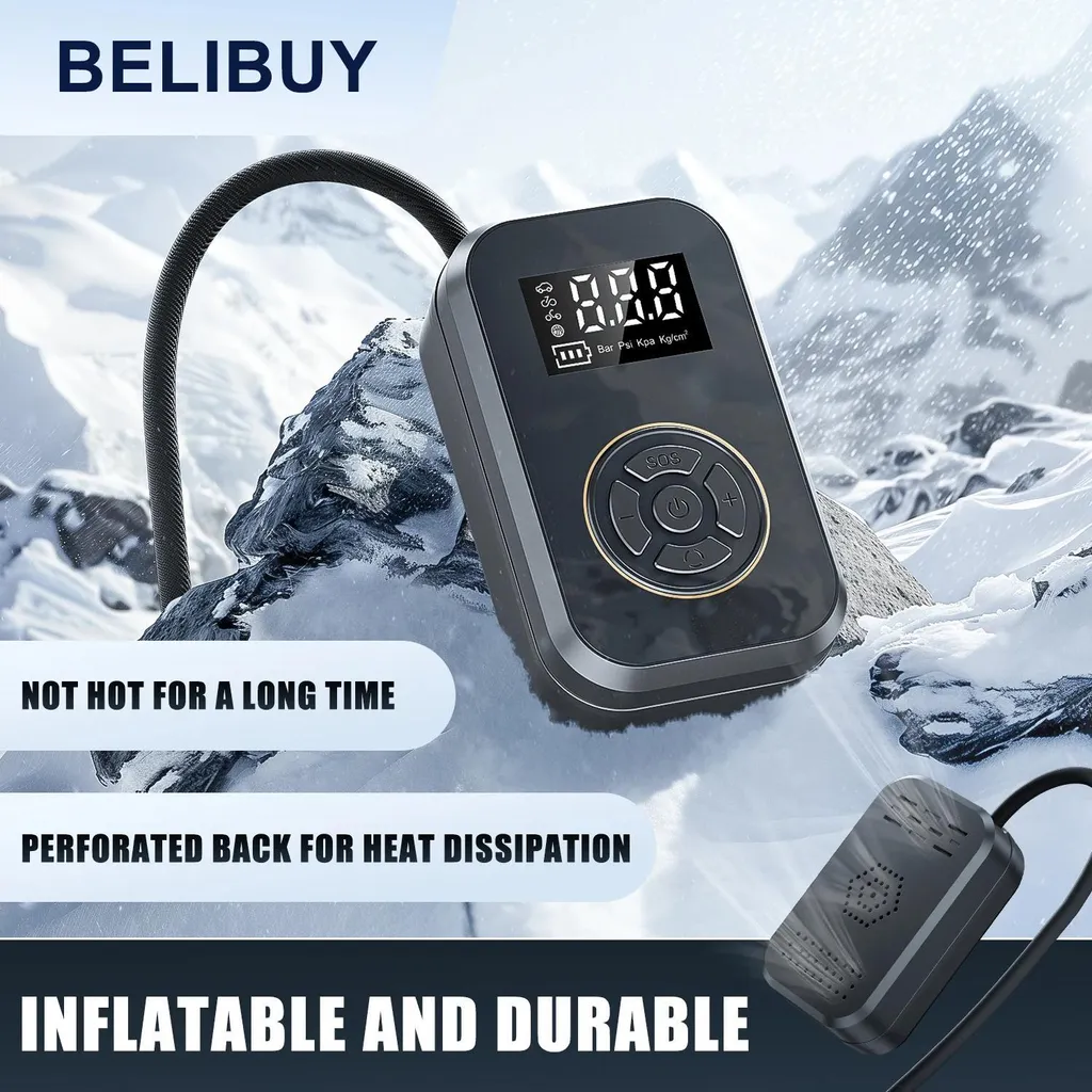 Pompe à pneus portable Mini-Compresseur Numérique USB Noir 5V - 7