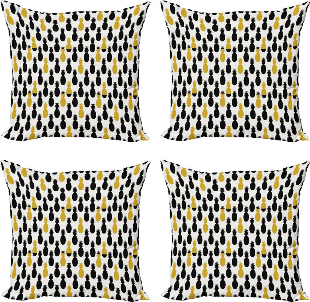 ABAKUHAUS Gelb und Schwarz Kissenbezug Set (4 Stück), Exotisches Essen, Moderner Doppelseitiger Digitaldruck, 50 cm x 50 cm, Erde Gelb und Schwarz