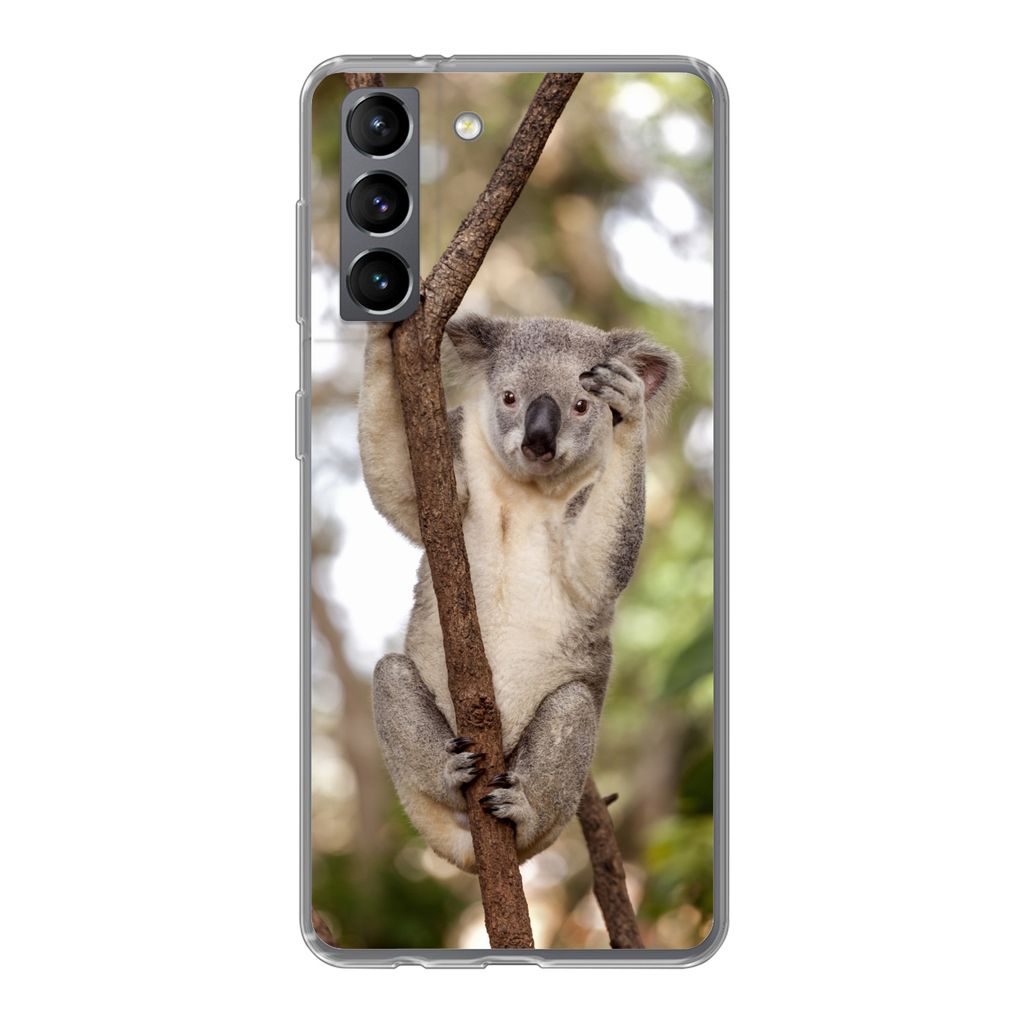 MuchoWow Handyhülle Schutzhülle Hülle für Samsung Galaxy S21 Koala - Äste - Tier - Kinder - Jungen - Mädchen Silikon Softcase Handy Hülle ...