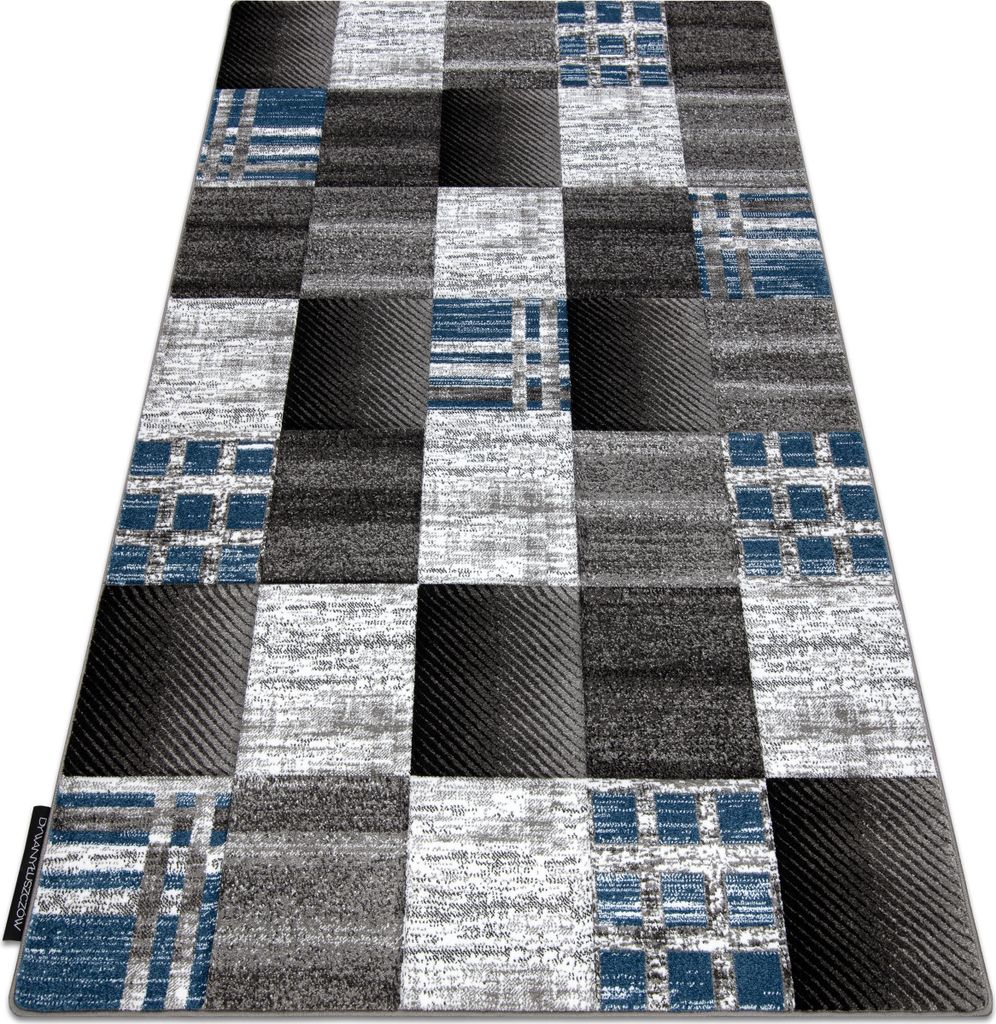 Teppich ALTER Siena Quadrate Gitter blau Blau 200x290 cm