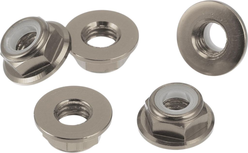 5 Stück M5 Auto-Flanschmuttern aus Aluminiumlegierung Flachsechskant Rückwärtsgewinde-Flanschmuttern Rutschfeste Flanschmuttern Titanfarben Grau...