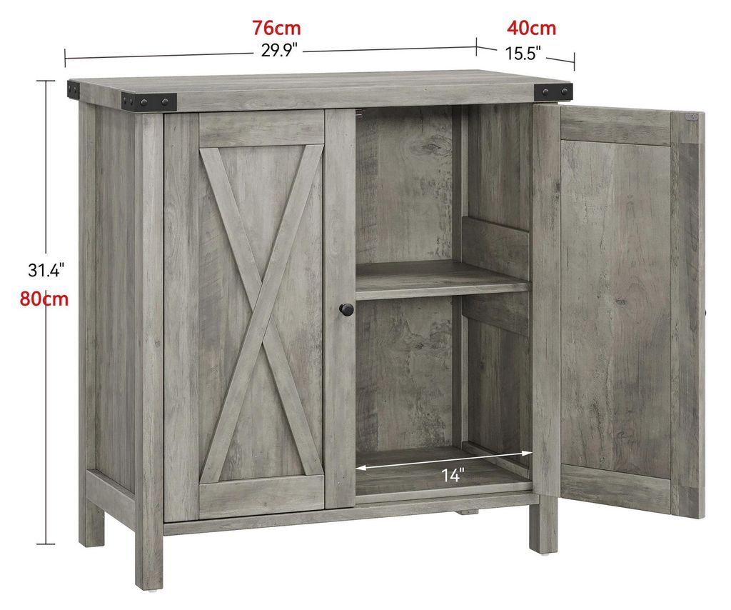Landhaus Sideboard - Buffet- und Aufbewahrungsschrank - Holzrahmen - Mit Türen und Regalen - Für Flur, Wohnzimmer, Esszimmer - Montage erforderli...
