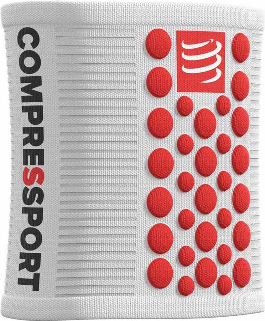 Compressport Sweatbands 3D.Dots White/Red UNI Laufende Armstulpen
