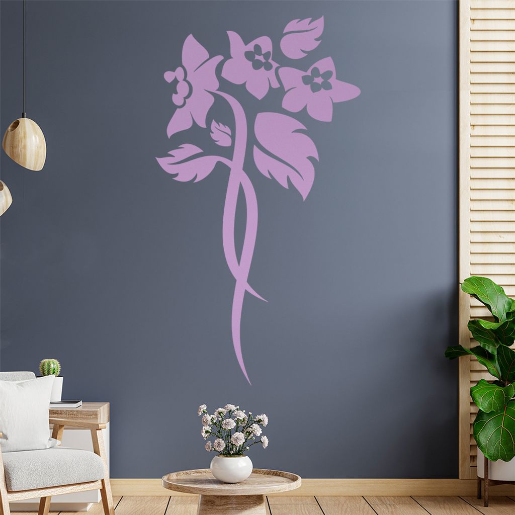 Blume - Linien Wandtattoo in 6 Größen - Wandaufkleber Wall Sticker - Dekoration, Küche, Wohnzimmer, Schlafzimmer, Badezimmer