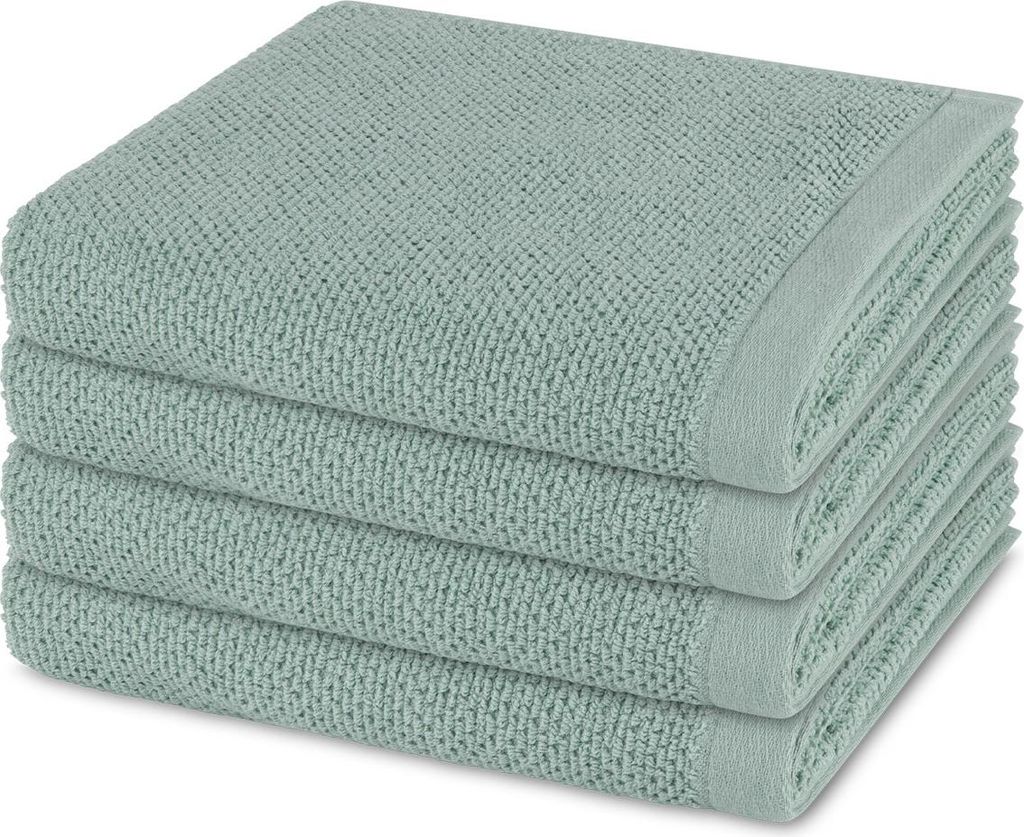 Möve Bliss 4 X Handtuch im Set Extra weich und hautfreundlich, Perlstruktur mit Massageeffekt, Moderner breiter Saum mit Aufhänger