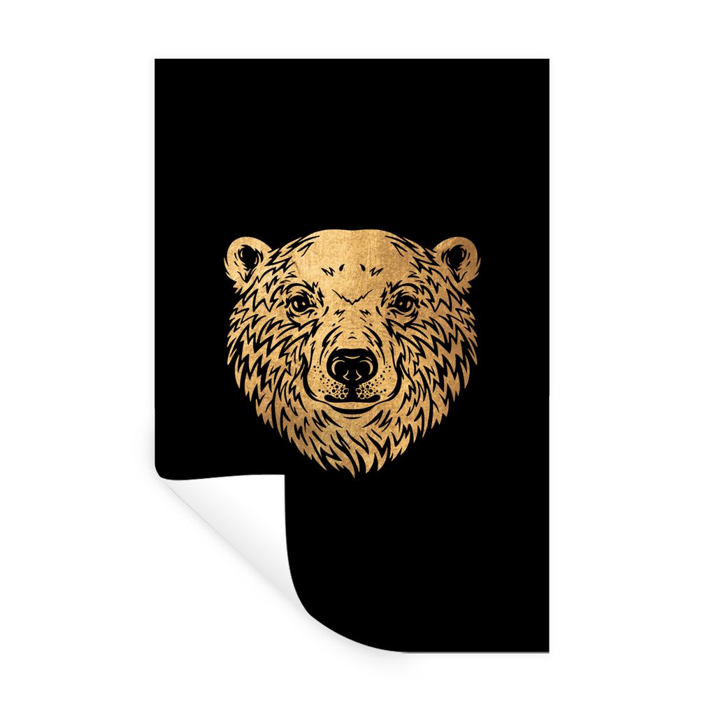 MuchoWow Wandtattoo Wandsticker Wandaufkleber Bär - Tier - Design 60x90 cm Selbstklebend und Repositionierbar - Sticker - Dekorfolie