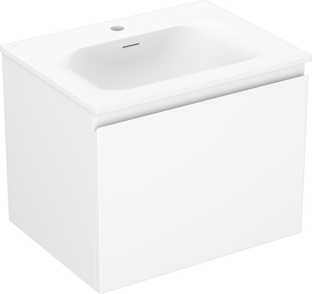 Mexen Orio Badezimmerschrank 60 cm mit Waschbecken Vela, 1 Schublade, weiß matt - 91A10-06047-1-BF01-W23M01