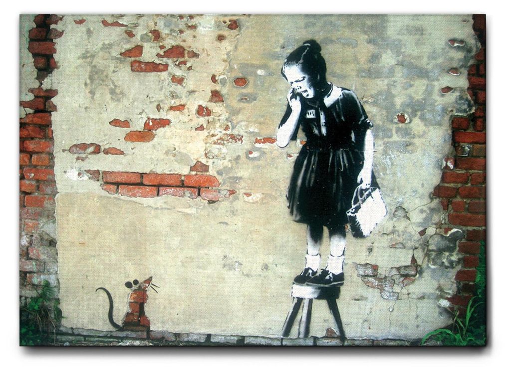 Giallobus - Baby Maus - Banksy - 100L x 70B cm - Bild - Leinwand mit Standardrahmen