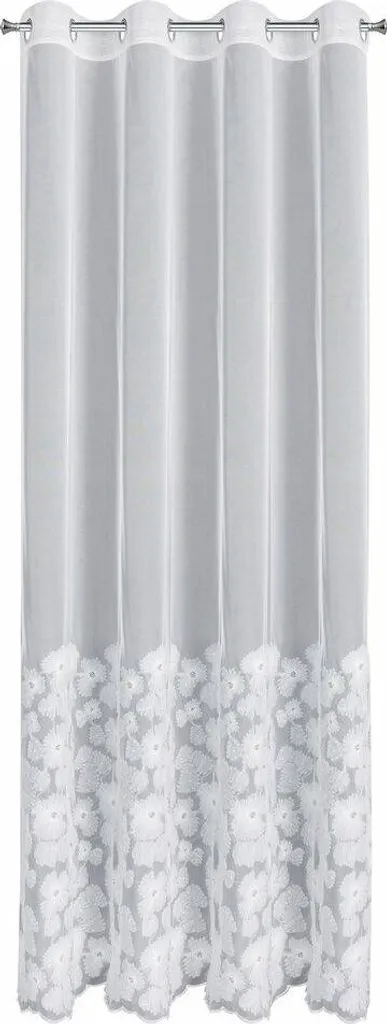 Rideau blanc JASMIN 140x250 cm EUROFIRANY avec broderie florale chic