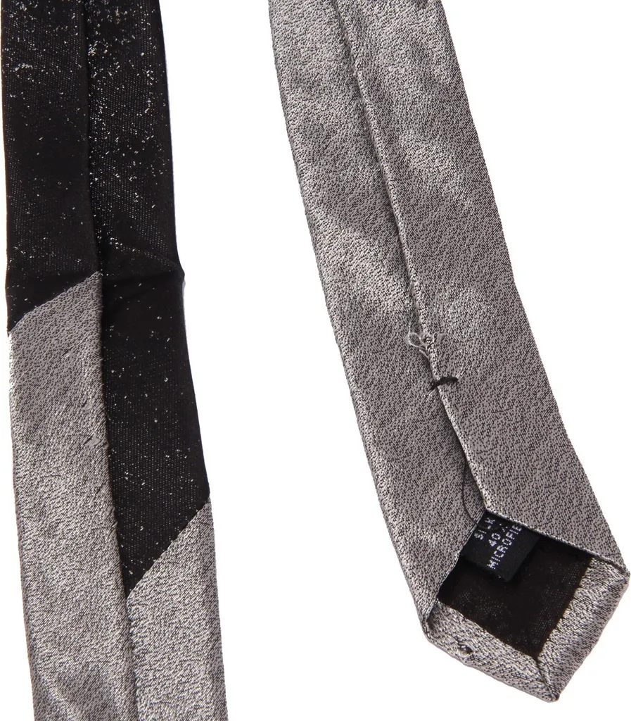 Cravatta In Seta TigerTie Design Striscioni Grigio, Nero E Porpora - Taglio Classico 8x150 Cm