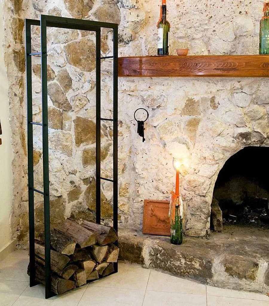 Legnaia da Esterno e Interno 150 cm XXL - Portalegna in Acciaio Nero
