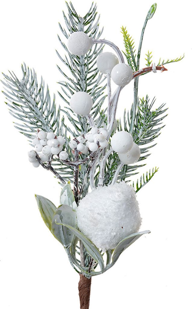 Clayre & Eef Dekoration Ast 26 cm Weiß Grün Kunststoff