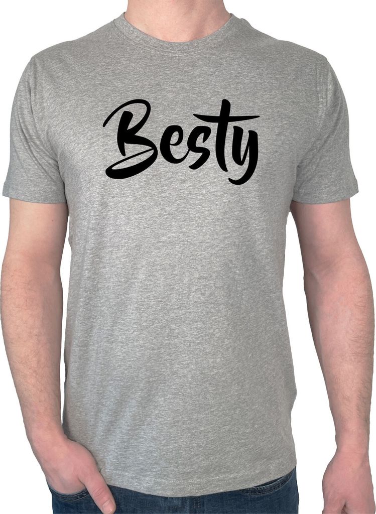 Huuraa Herren T-Shirt Besty Bestie M Sport Grey Bio Baumwolle Fairtrade Herrenshirt Geschenkidee