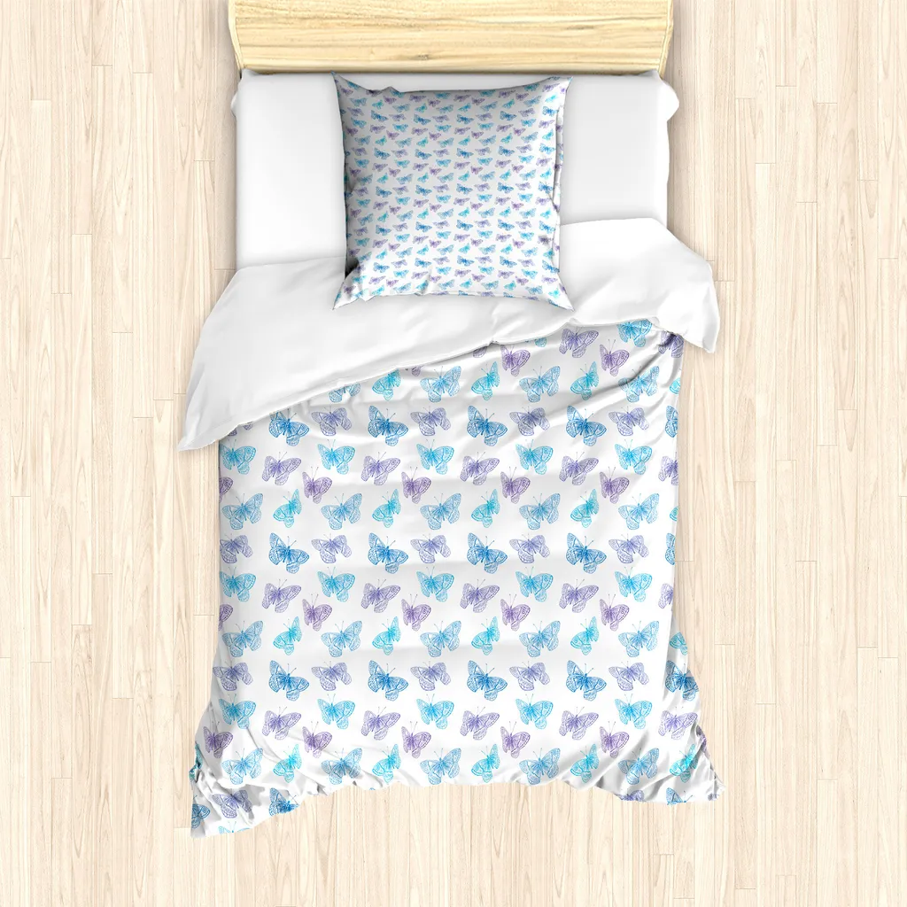 Copripiumino Antiacaro Farfalle Blu 135x200 ABAKUHAUS per Allergici