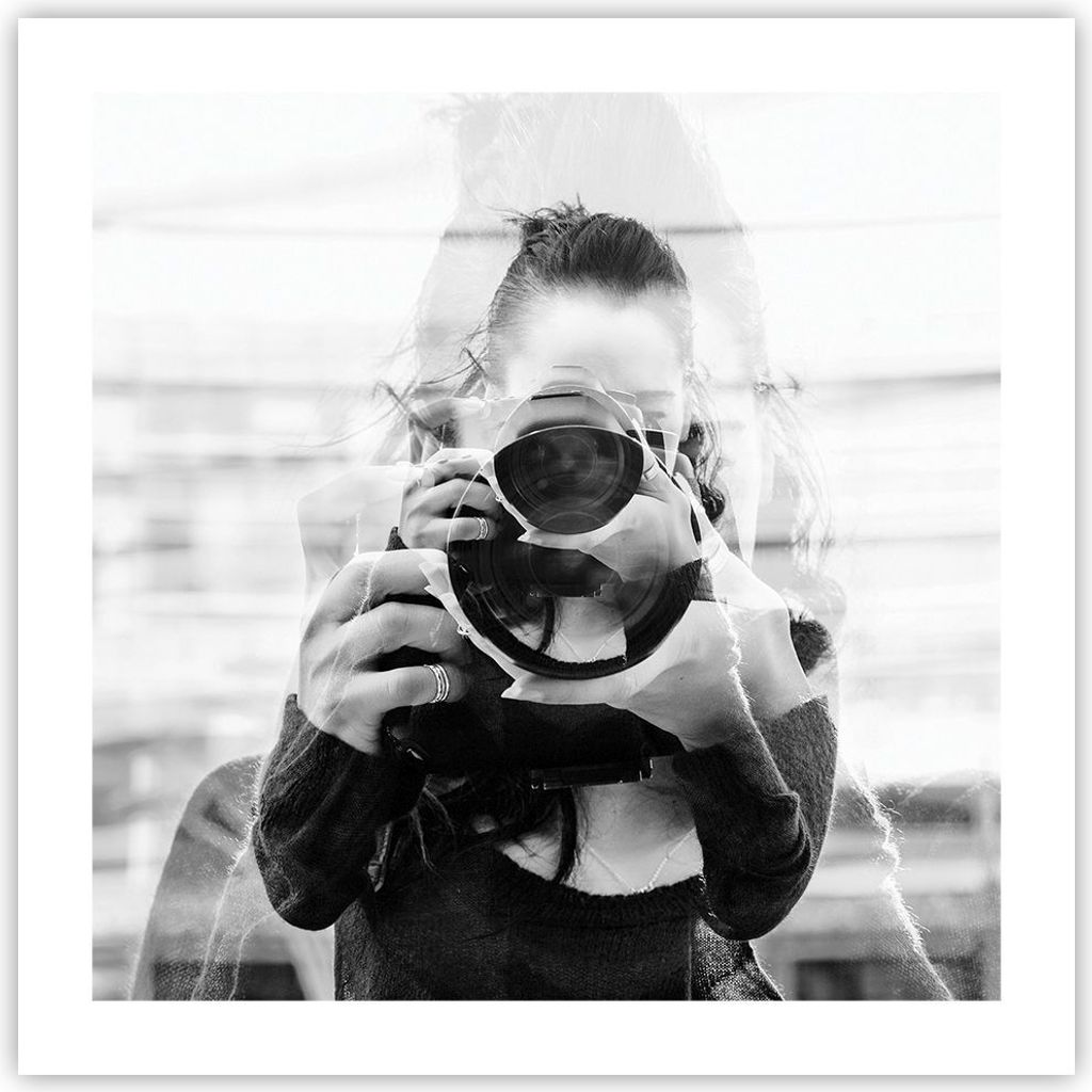 Poster - Poster ohne Rahmen - Fotograf Schwarzweiß Doppel - 50x50 cm - Wand Bild - Wanddeko - Wandbilder - Kunstposter - Wandposter - Bilder - Kun...