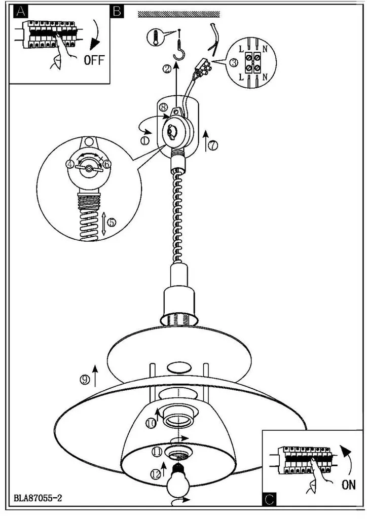 Lampe suspendue classique pour cuisine et table à manger - Eclairage LED - 10