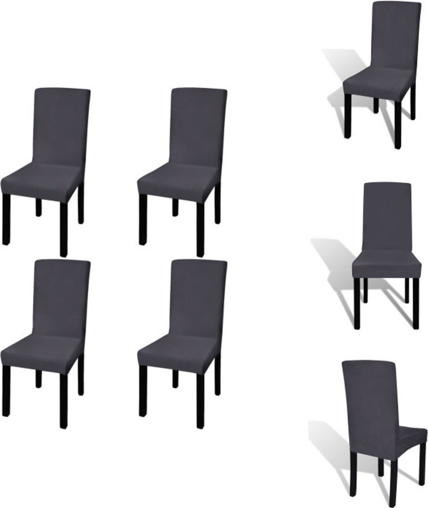vidaXL Stretch-Stuhlhussen Gerade 4 Stk. Anthrazit - Hussen
