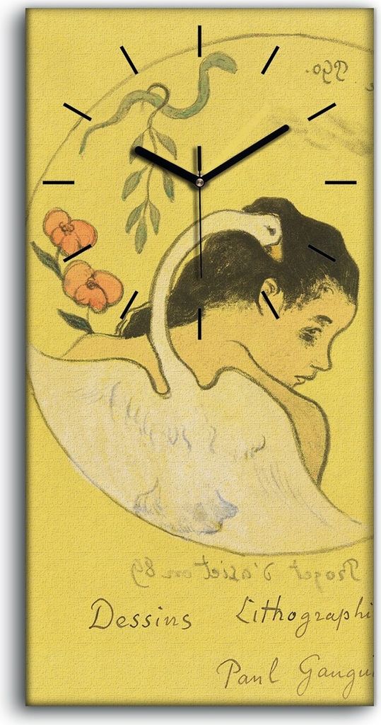 Wandkunst Leinwand Bild Uhr Geräuschlos Kunstdruck 30x60 Leda - schwarze Hände