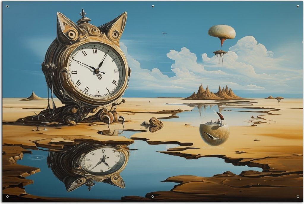 Wallario Outdoor-Poster für Garten oder Balkon, Motiv Spiegelungen der Zeit, in ca. 61 x 91,50 cm