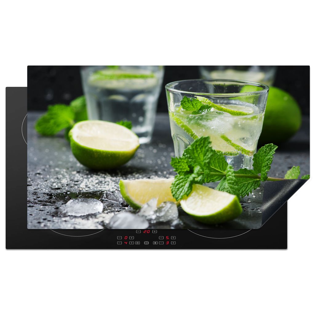 KitchenYeah Herdabdeckplatte Cocktail - Mojito - Grün - Minze , 91x52cm, Küche Deko, Glaskeramikkochfeld Herdabdeckung, Abdeckplatte fùr Kochfeld