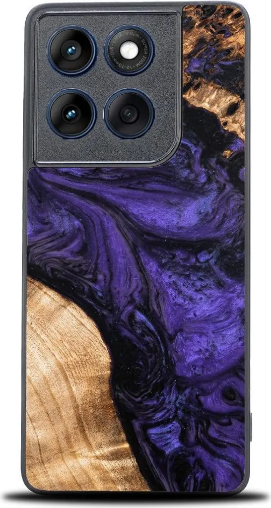Custodia Protettiva Motorola Edge 60 Fusion Bewood Legno Resina Violet
