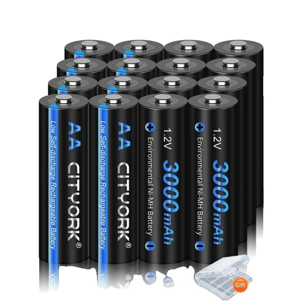 Piles AA Rechargeables 3000mAh Haute Capacité (16 Pcs) - Écologique