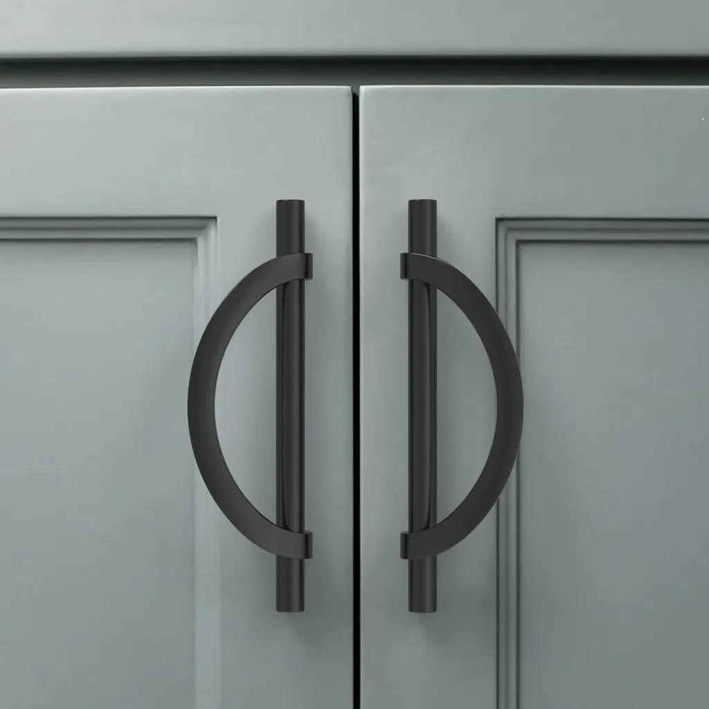 Poignées d'Armoires Noires 128mm : Solution de Remplacement Meuble x10