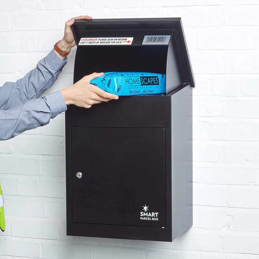 SMART PARCEL BOX Mittelgroßer Paketbriefkasten, Entnahme vorne, schwarz