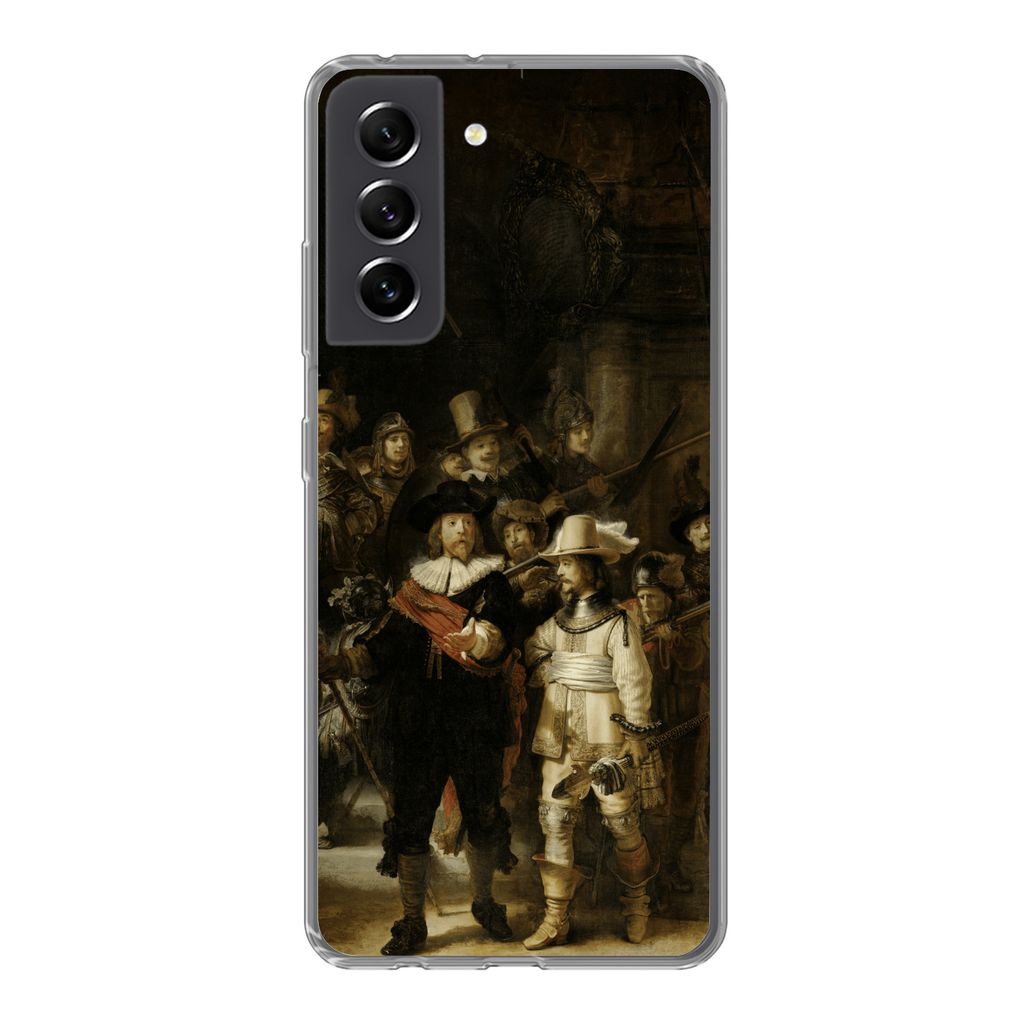 MuchoWow Handyhülle Schutzhülle Hülle für Samsung Galaxy S21 FE Nachtwache - Rembrandt van Rijn - Kunst Silikon Softcase Handy Hülle - Mobil...