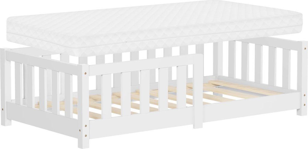 ML-Design Kinderbett 70x140 cm Weiß Bodenbett für Kinder Produktbild 