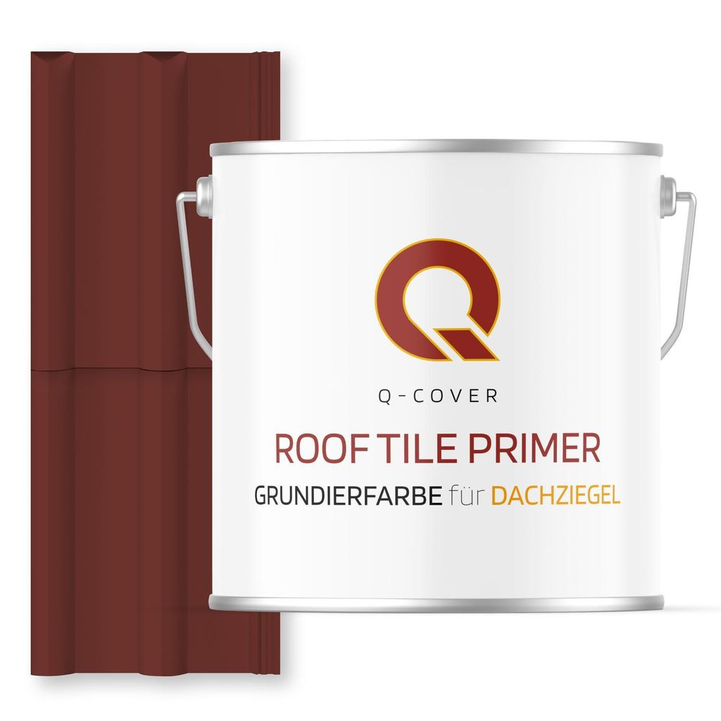 Grundierfarbe für Dachziegel Oxidrot RAL 3009 5 L | wetterfeste Dachbeschichtung | für Ziegel, Beton, Eternit | UV-beständig | Q-COVER