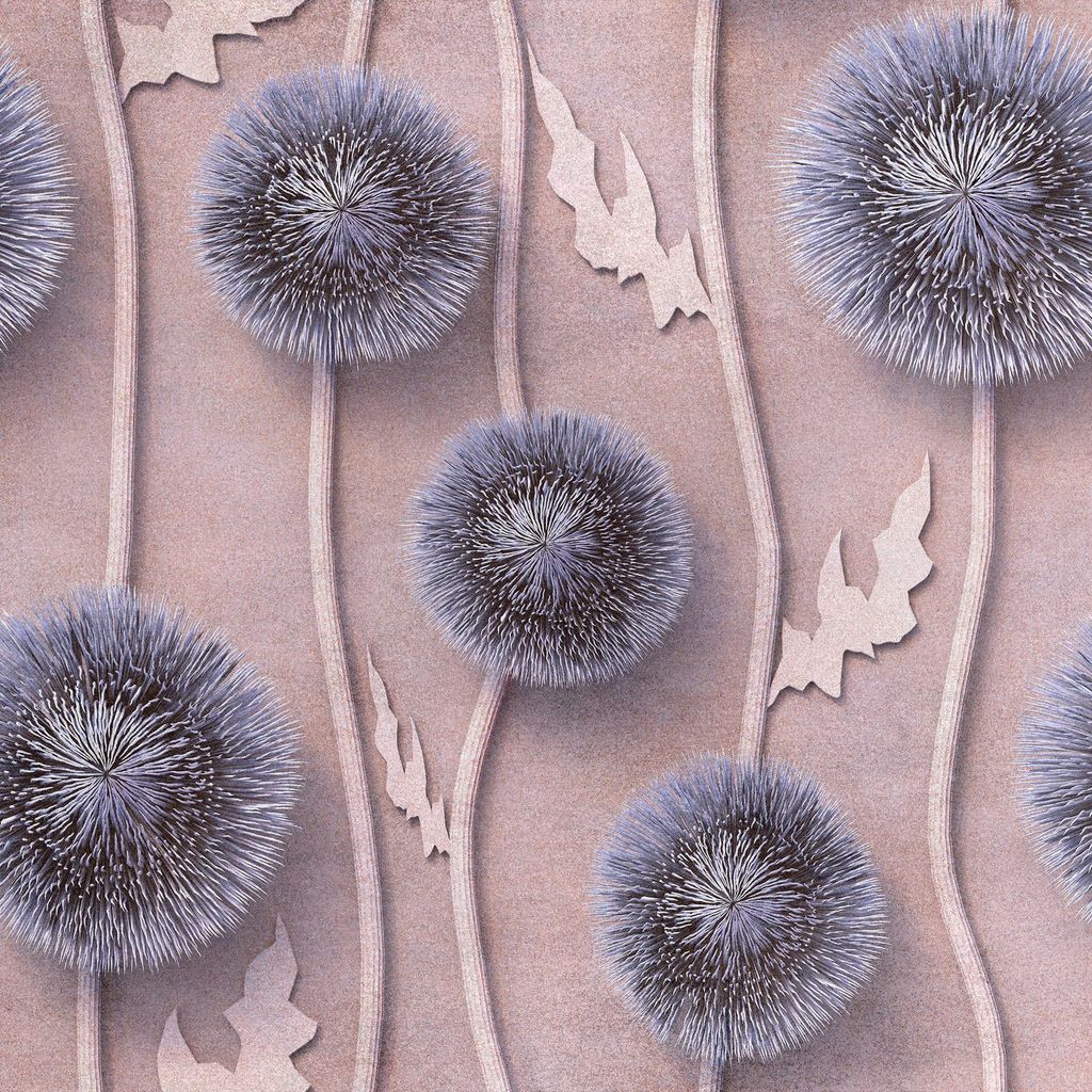 Royal Samt Stoff Polyester Zum Nähen - Motiv Distel Blume